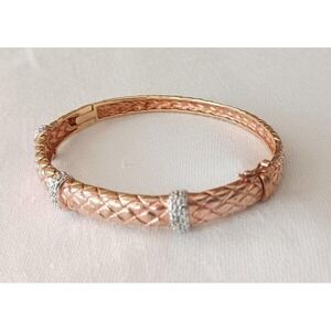 New Ross Simons Rose Gold Clad Sterling Silver Bangle Bracelet Textured 925 QVC